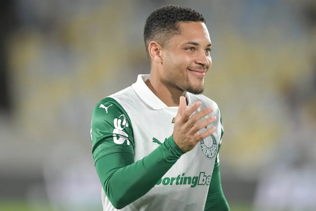 Vitor Roque, jogador do Palmeiras durante partida contra o Fluminense no estadio Maracana pelo campeonato Brasileiro A 2025. Foto: Thiago Ribeiro/AGIF