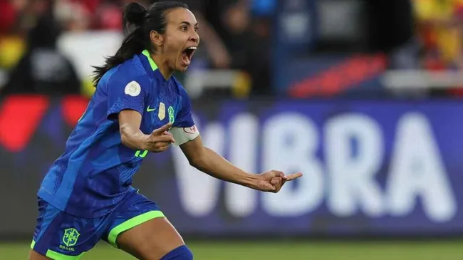 Marta comemora gol na final. Foto: Lívia Villas Boas/CBF
