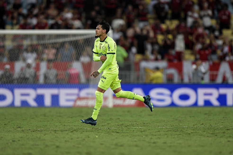 Gustavo Gómez, do Palmeiras, sai de campo após levar cartão vermelho — Foto: Thiago Ribeiro/AGIF