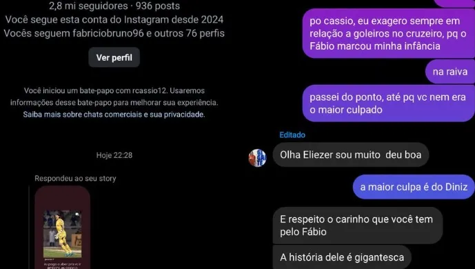 Cássio conversando com torcedor do Cruzeiro – Foto: Reprodução/Instagram