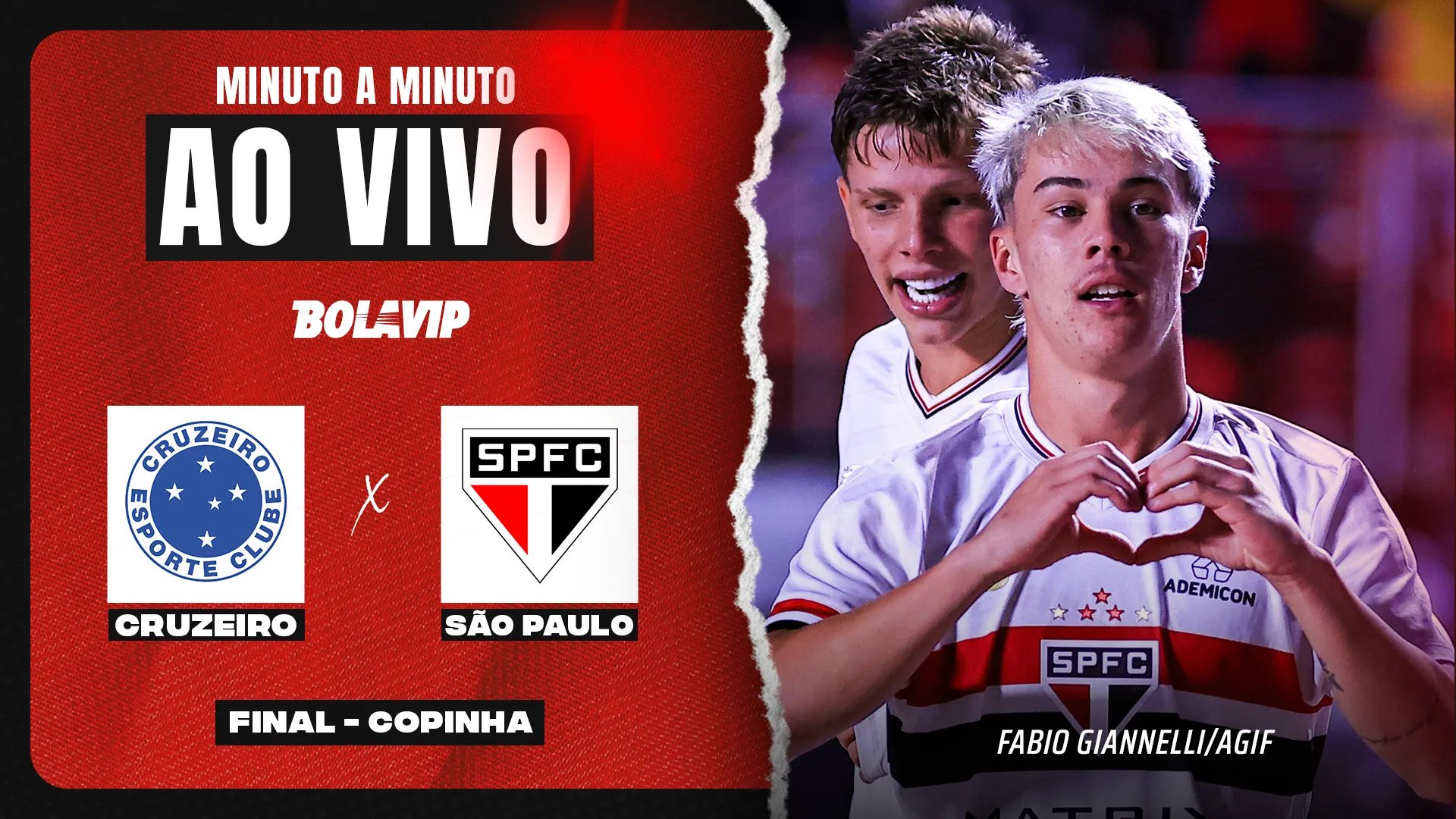 Cruzeiro x São Paulo foi transmitido ao vivo pelo Bolavip Brasil. Foto: Fabio Giannelli/AGIF