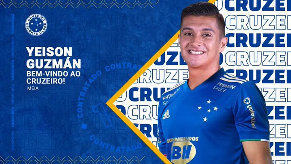 Yeison Guzmán em anúncio do Cruzeiro. Divulgação/Cruzeiro.