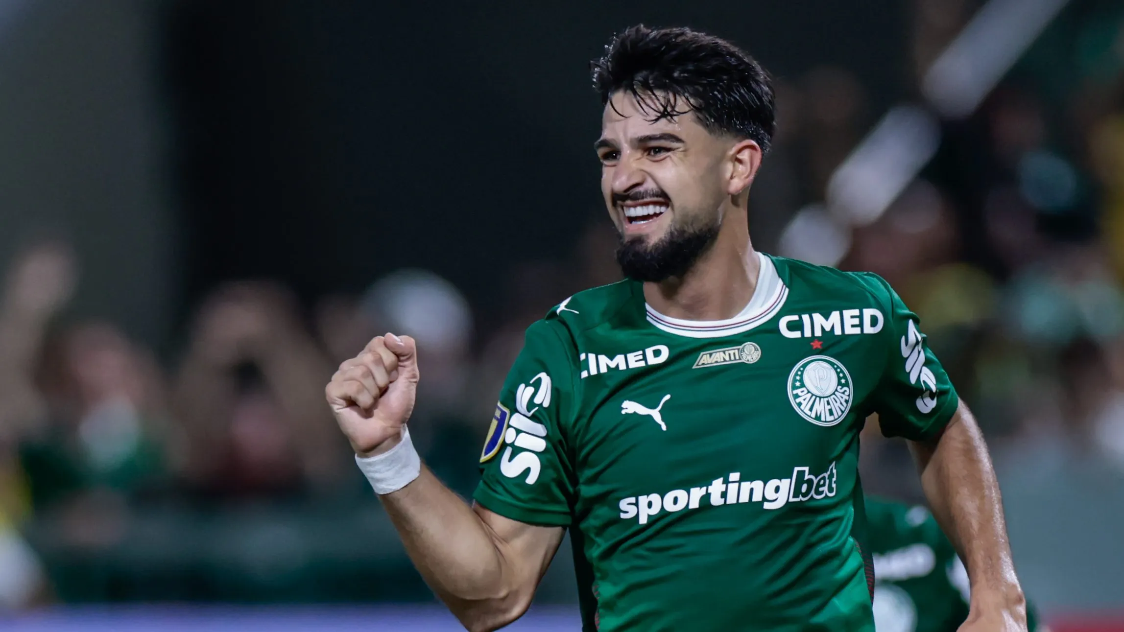 Flaco López marcou o gol da vitória do Palmeiras sobre o Novorizontino. Foto: Marcello Zambrana/AGIF