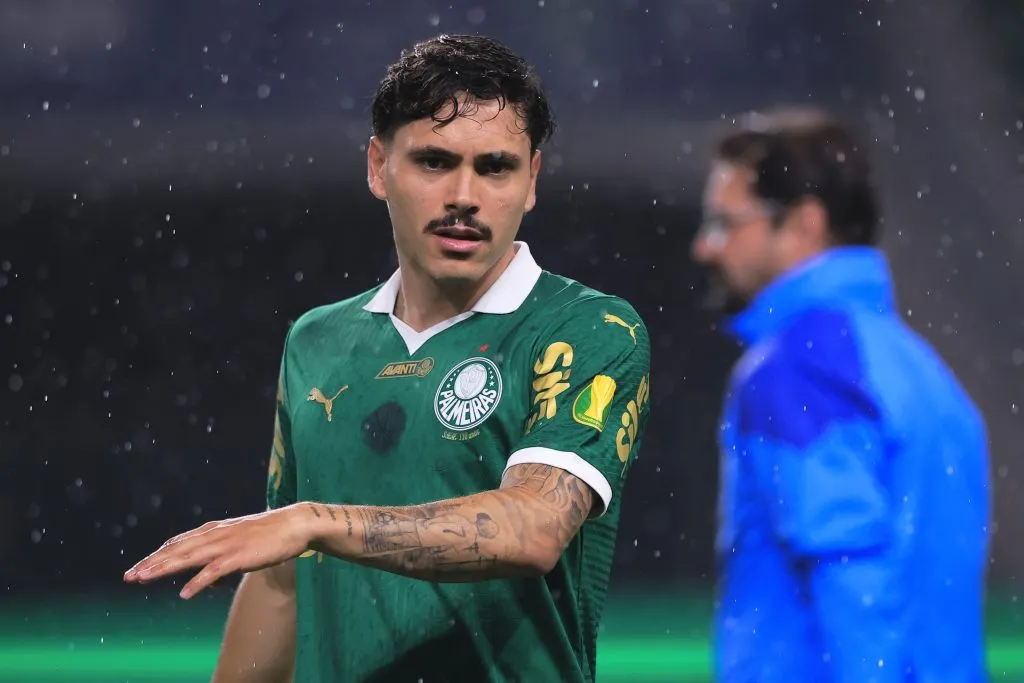 Mauricio, do Palmeiras, durante partida contra o Bragantino no Allianz Parque pelo Campeonato Paulista 2025. Foto: Ettore Chiereguini / AGIF