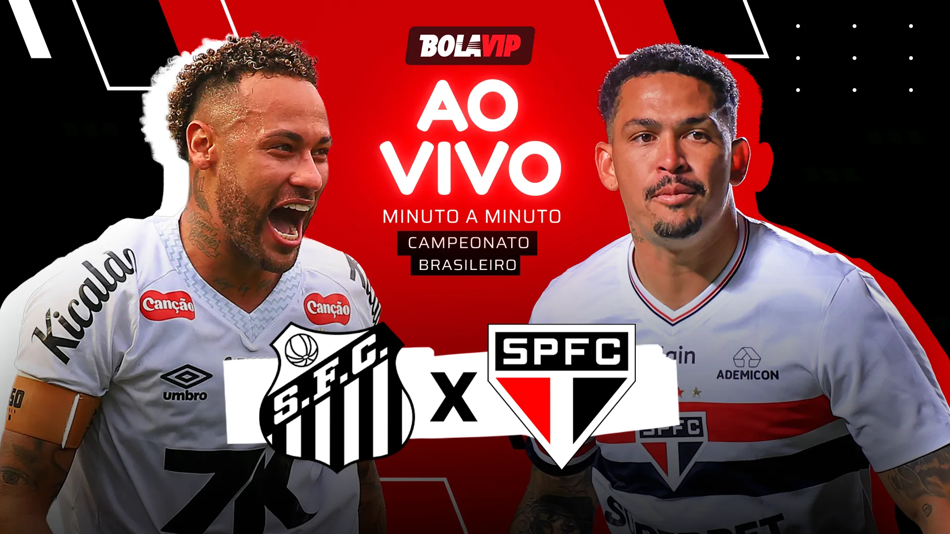 Santos x São Paulo foi transmitido ao vivo pelo Bolavip Brasil. Fotos: Mauricio de Souza e Marcello Zambrana – AGIF