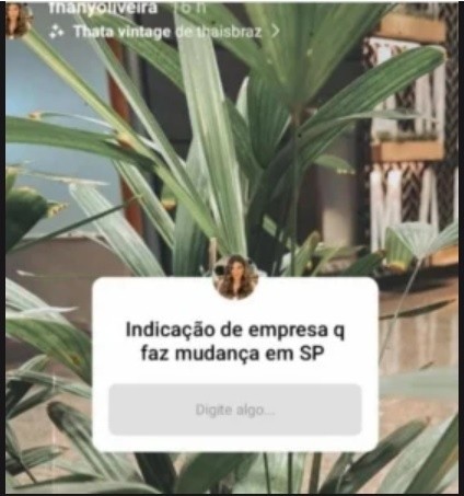 Reprodução/Instagram – Esposa de Mateus Vital pediu indicações para empresa que faz mudanças em SP