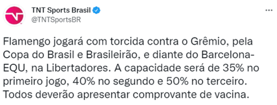 Publicação da TNT Sports (Foto: Reprodução/Twitter)