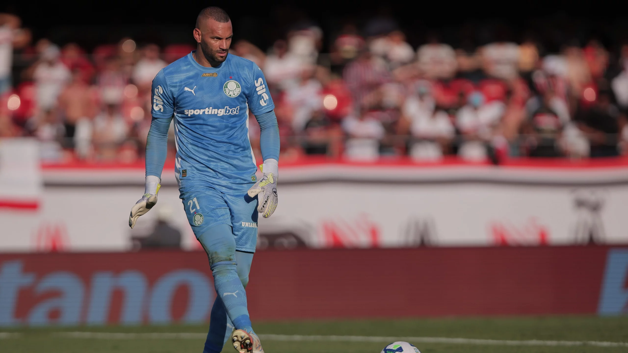 Weverton durante partida pelo Palmeiras