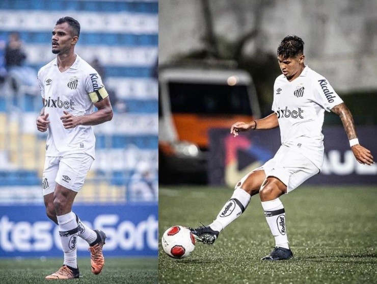 Foto: Reprodução/Santos FC – Derick à esquerda e Cadu à direita