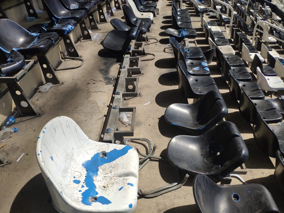 Vandalismo no setor sul do Nilton Santos — Foto: Divulgação