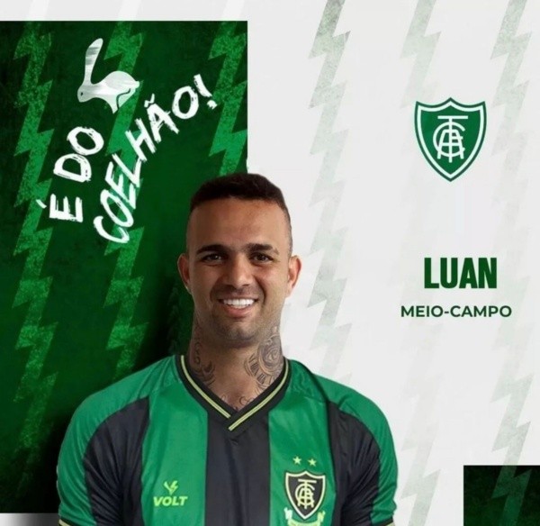 Foto: Reprodução/Internet | Montagem fake de Luan sendo anunciado pelo América-MG