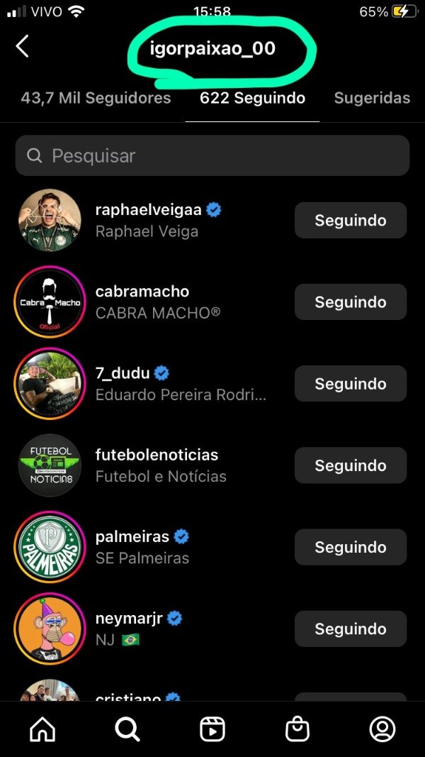 Foto: Reprodução/Instagram – Igor Paixão, um dos destaques do BR 2022, segue o Palmeiras e nomes como Dudu e Veiga