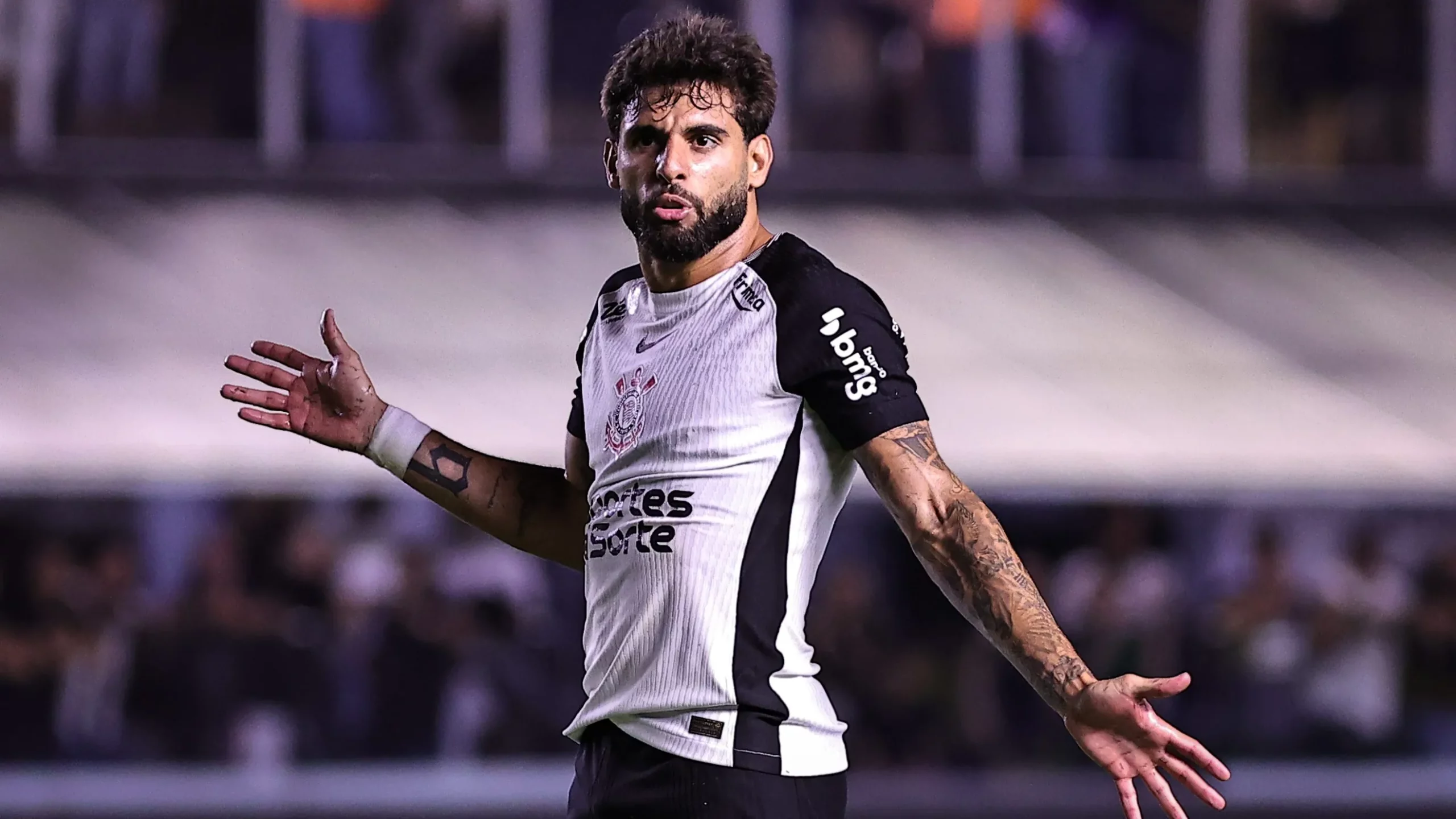 Yuri Alberto jogador do Corinthians durante partida contra o Bahia no estadio Vila Belmiro pelo campeonato Brasileiro A 2026. Foto: Fabio Giannelli/AGIF