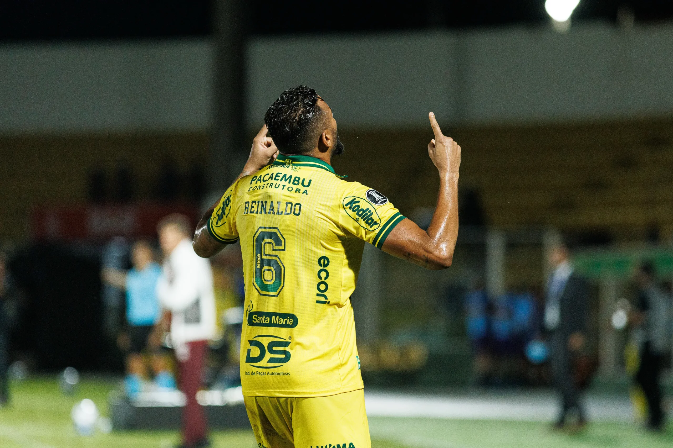 SP – MIRASSOL – 08/04/2026 – COPA LIBERTADORES 2026, MIRASSOL X LANÚS – Reinaldo jogador do Mirassol comemora gol durante partida contra o Lanús no estádio Jose Maria de Campos Maia pelo campeonato Copa Libertadores 2026. Foto: Cleder Damasceno/RP FOTOPRESS/AGIF