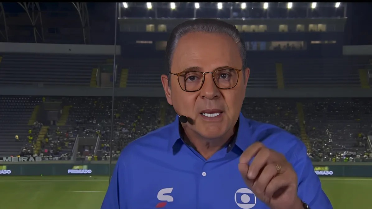 Foto: Reprodução/Instagram – Luís Roberto durante transmissão de jogo da Seleção.