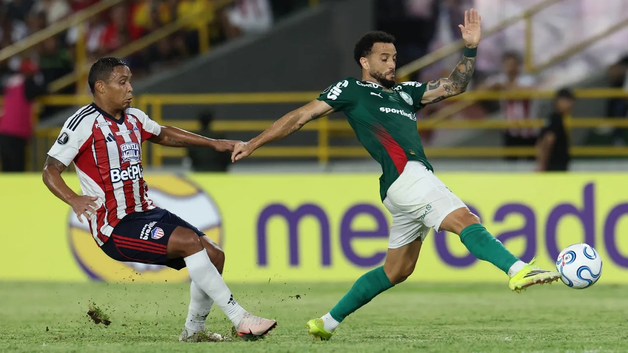 Palmeiras ficou no empate com o Junior Barranquilla na estreia na Libertadores. Foto: Cesar Greco/Palmeiras