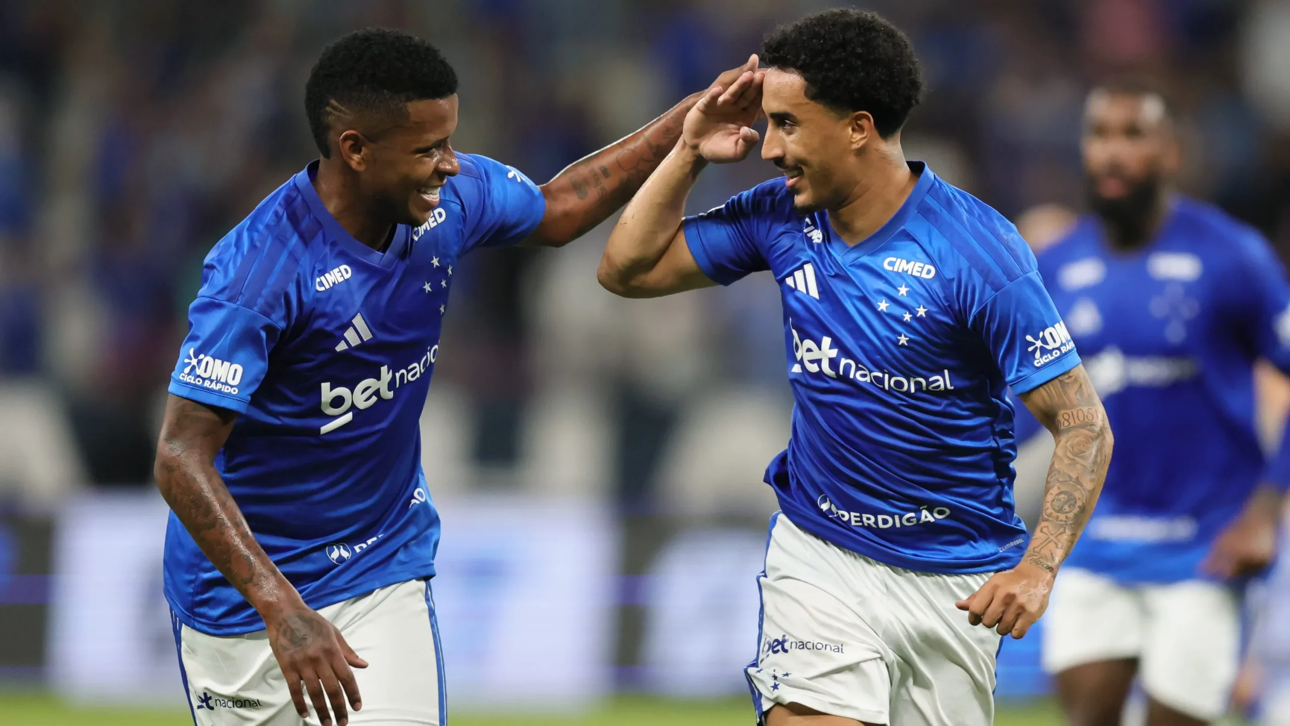 Christian jogador do Cruzeiro comemora seu gol durante partida contra o Vitoria no estadio Mineirao pelo campeonato Brasileiro A 2026. Foto: Gilson Lobo/AGIF