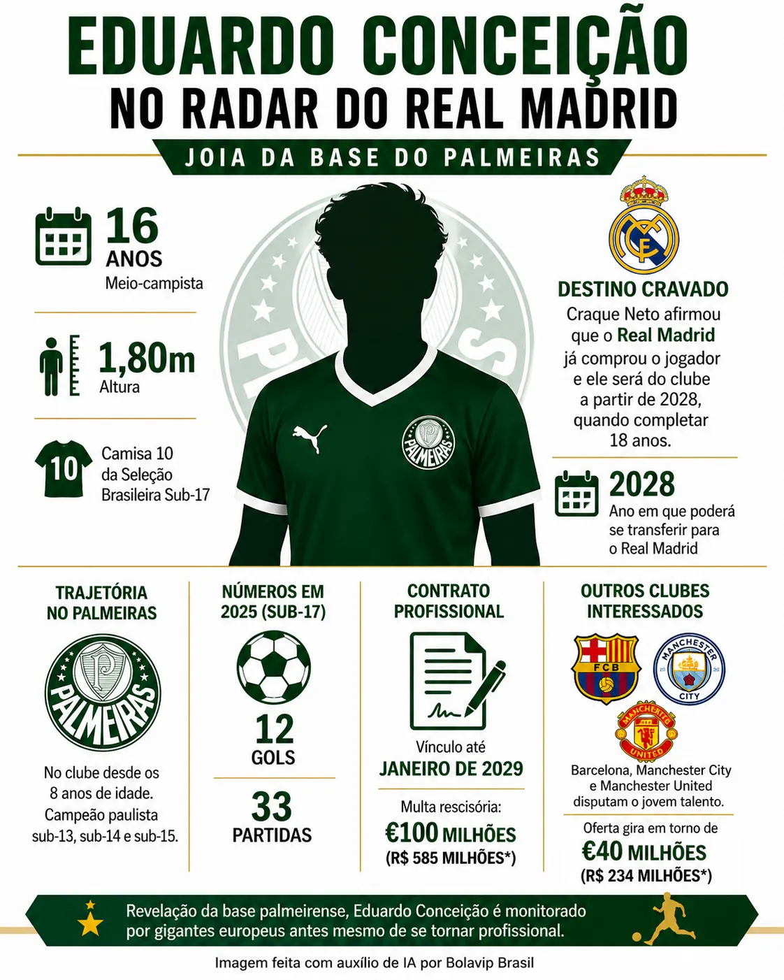Infográfico sobre o tema da matéria – Foto: gerada com auxílio de IA pelo Bolavip Brasil
