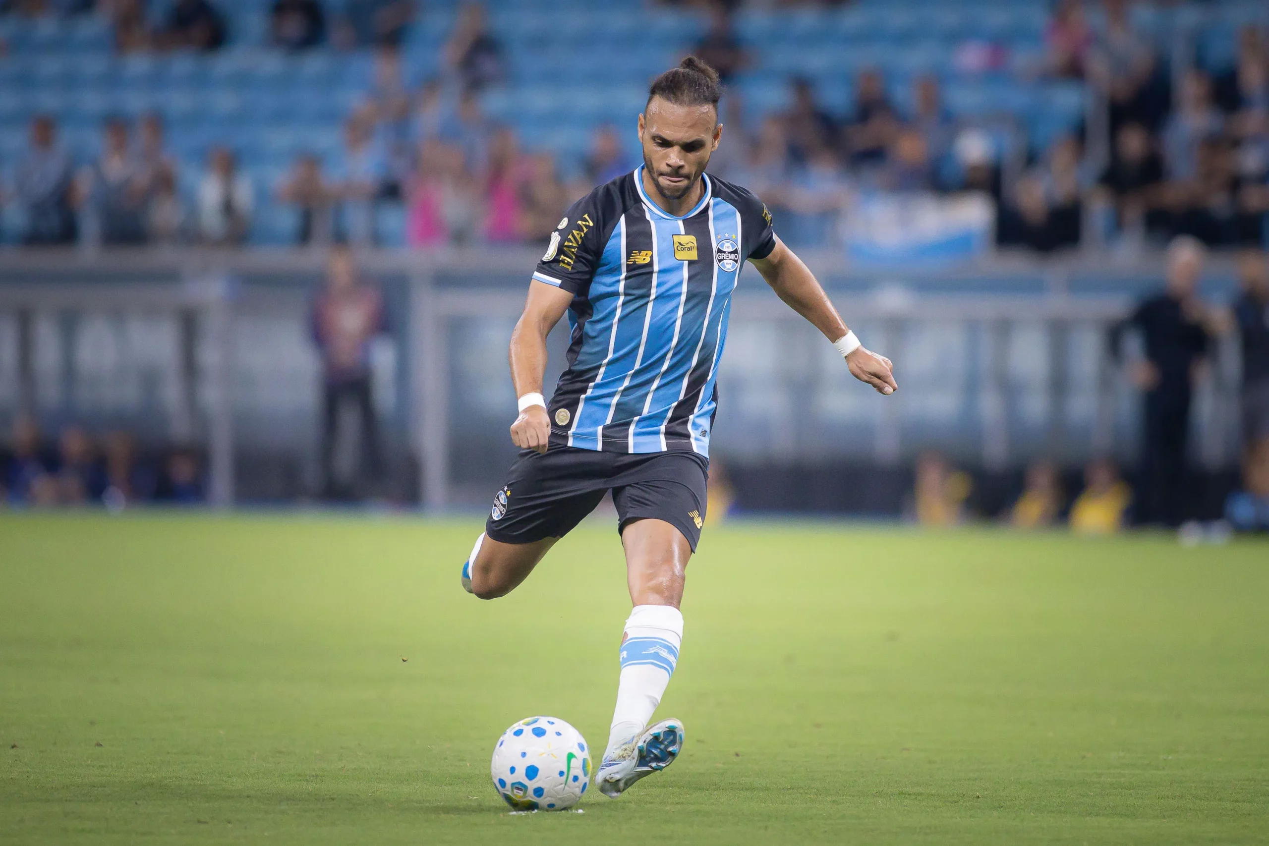 Martin Braithwaite jogador do Gremio durante partida contra o Confianca no estadio Arena do Gremio pelo campeonato Copa Do Brasil 2026. Foto: Maxi Franzoi/AGIF