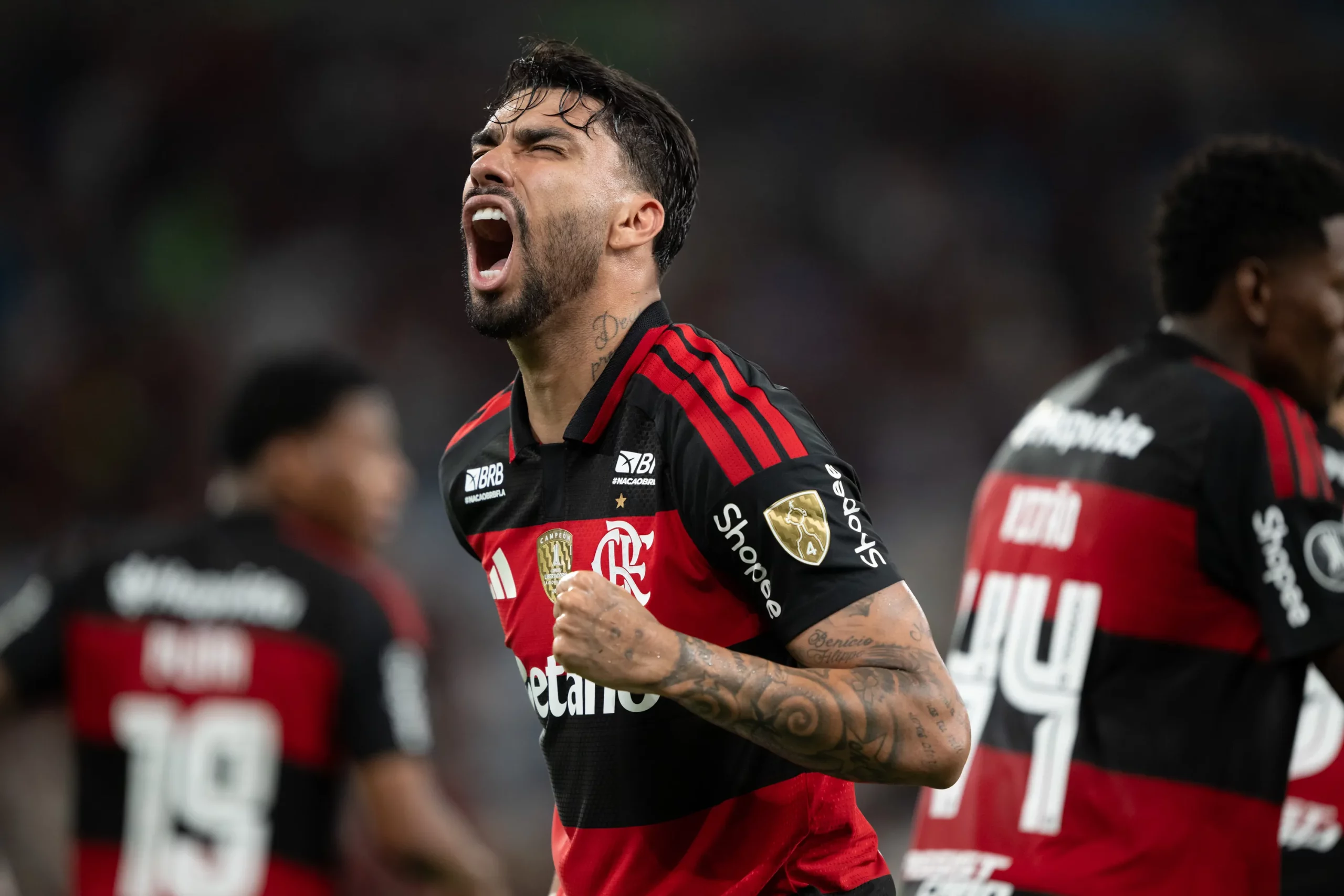 RJ – RIO DE JANEIRO – 26/05/2026 – COPA LIBERTADORES 2026, FLAMENGO X CUSCO – Lucas Paqueta jogador do Flamengo comemora seu gol durante partida contra o [EQUIPE 2] no estadio Maracana pelo campeonato Copa Libertadores 2026. Foto: Jorge Rodrigues/AGIF