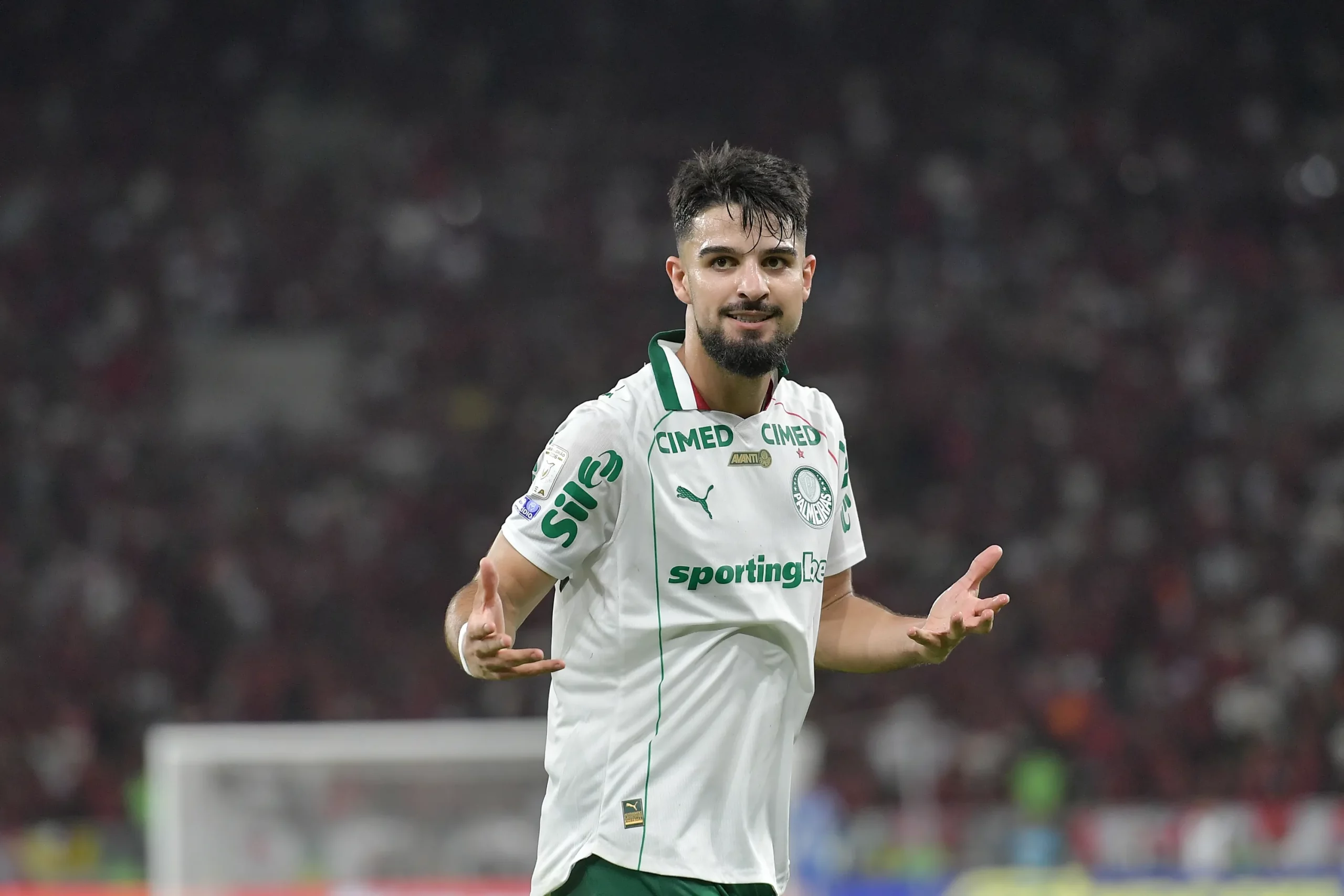 Flaco López celebra gol diante do Flamengo. Foto: Thiago Ribeiro/AGIF