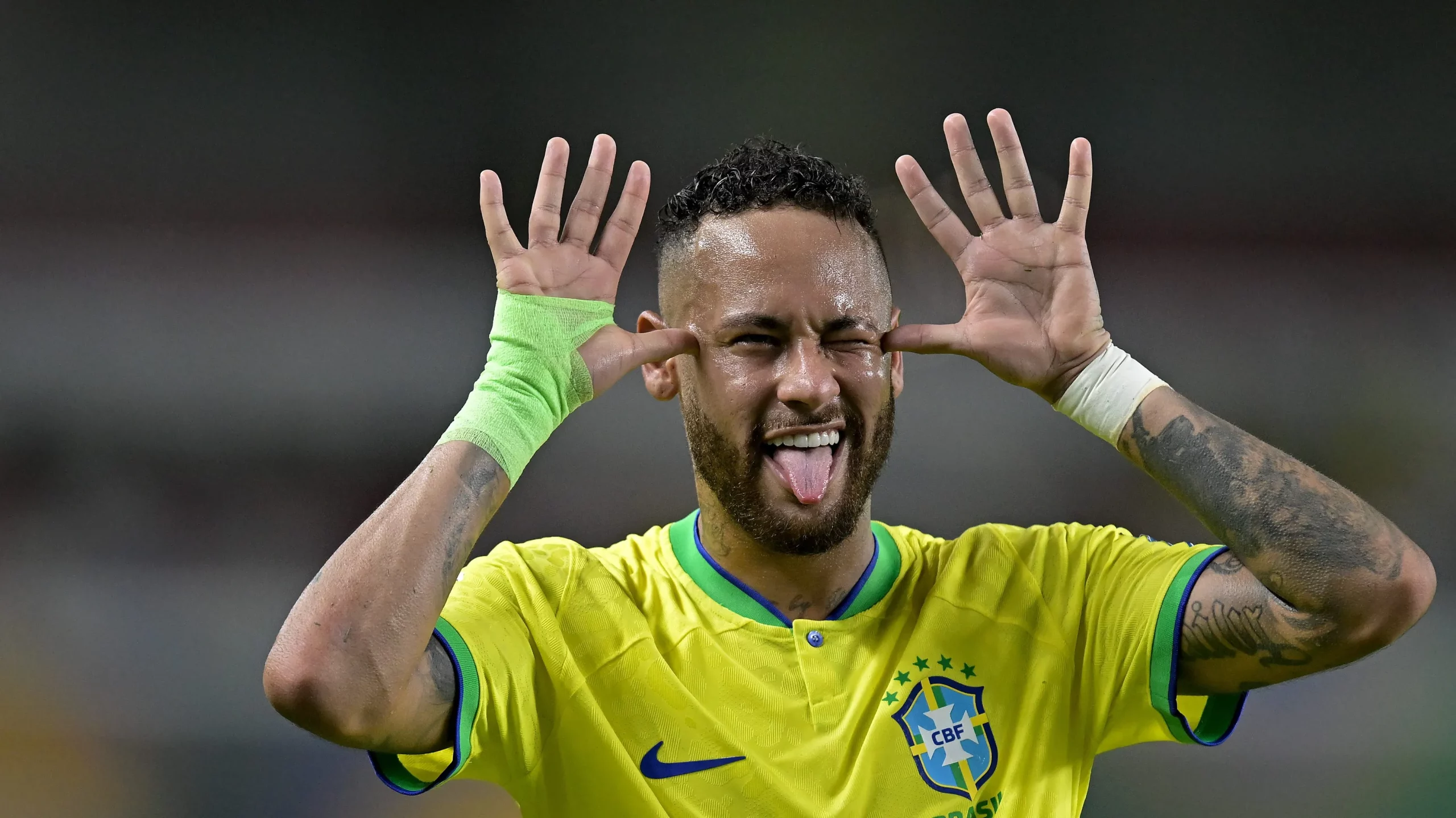 BELEM, BRAZIL – SEPTEMBER 08: Neymar Jr. of Brazil celebrates after scoring the fifth goal of his team during a FIFA World Cup 2026 Qualifier match between Brazil and Bolivia at Mangueirao on September 08, 2023 in Belem, Brazil. (Photo by Pedro Vilela/Getty Images)