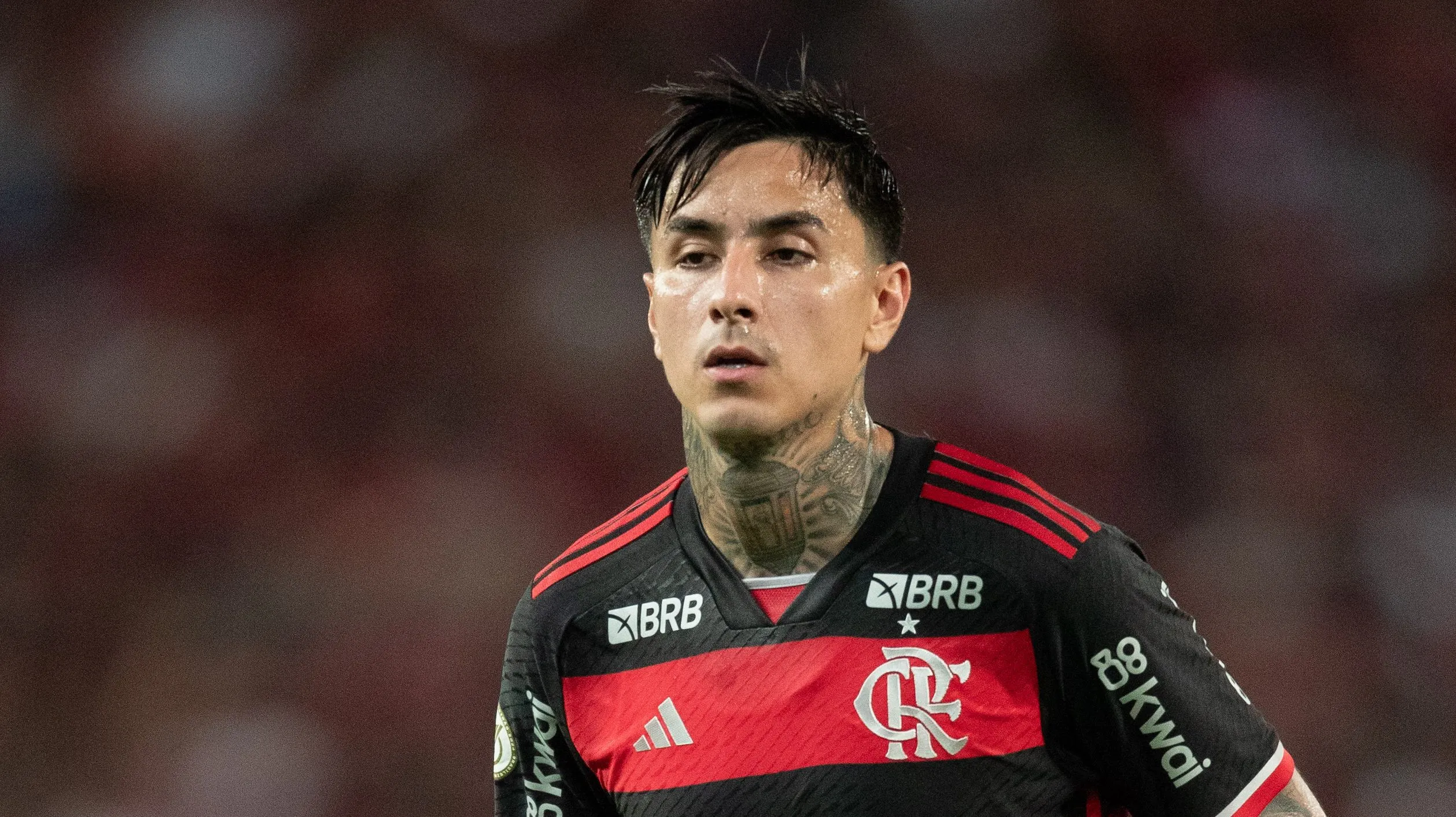 Pulgar jogador do Flamengo durante partida contra o Cuiaba no estadio Arena Pantanal pelo campeonato Brasileiro A. Foto: Gil Gomes/AGIF