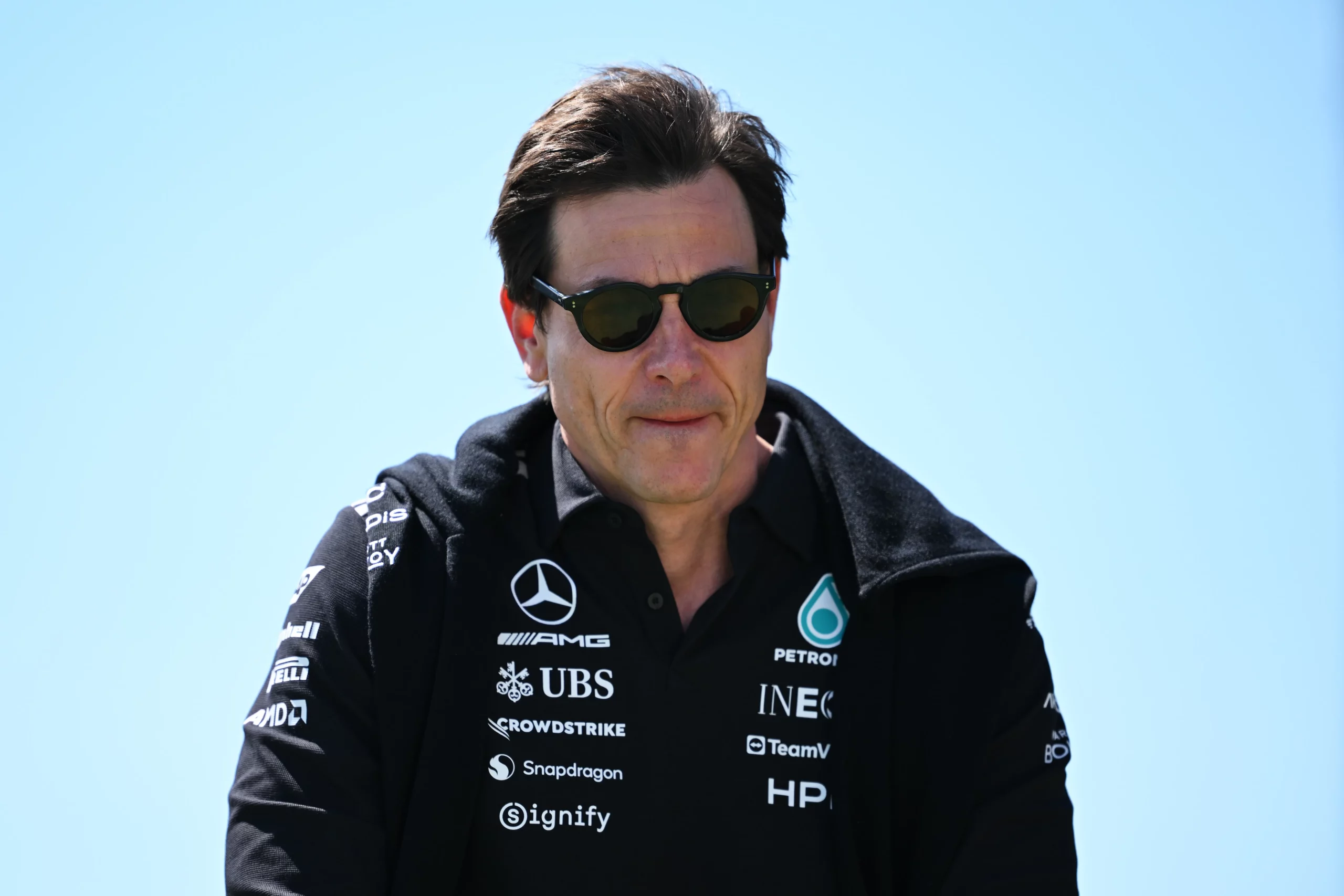MONTREAL, QUEBEC – MAY 22: Toto Wolff, Executive Director of Mercedes AMG Petronas F1 Team arrives in the Paddock prior to practice ahead of the F1 Grand Prix of Canada at Circuit Gilles-Villeneuve on May 22, 2026 in Montreal, Quebec. (Photo by Minas Panagiotakis/Getty Images)