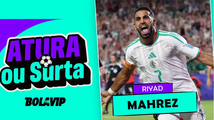 Mahrez comemorando um dos gols da Argélia