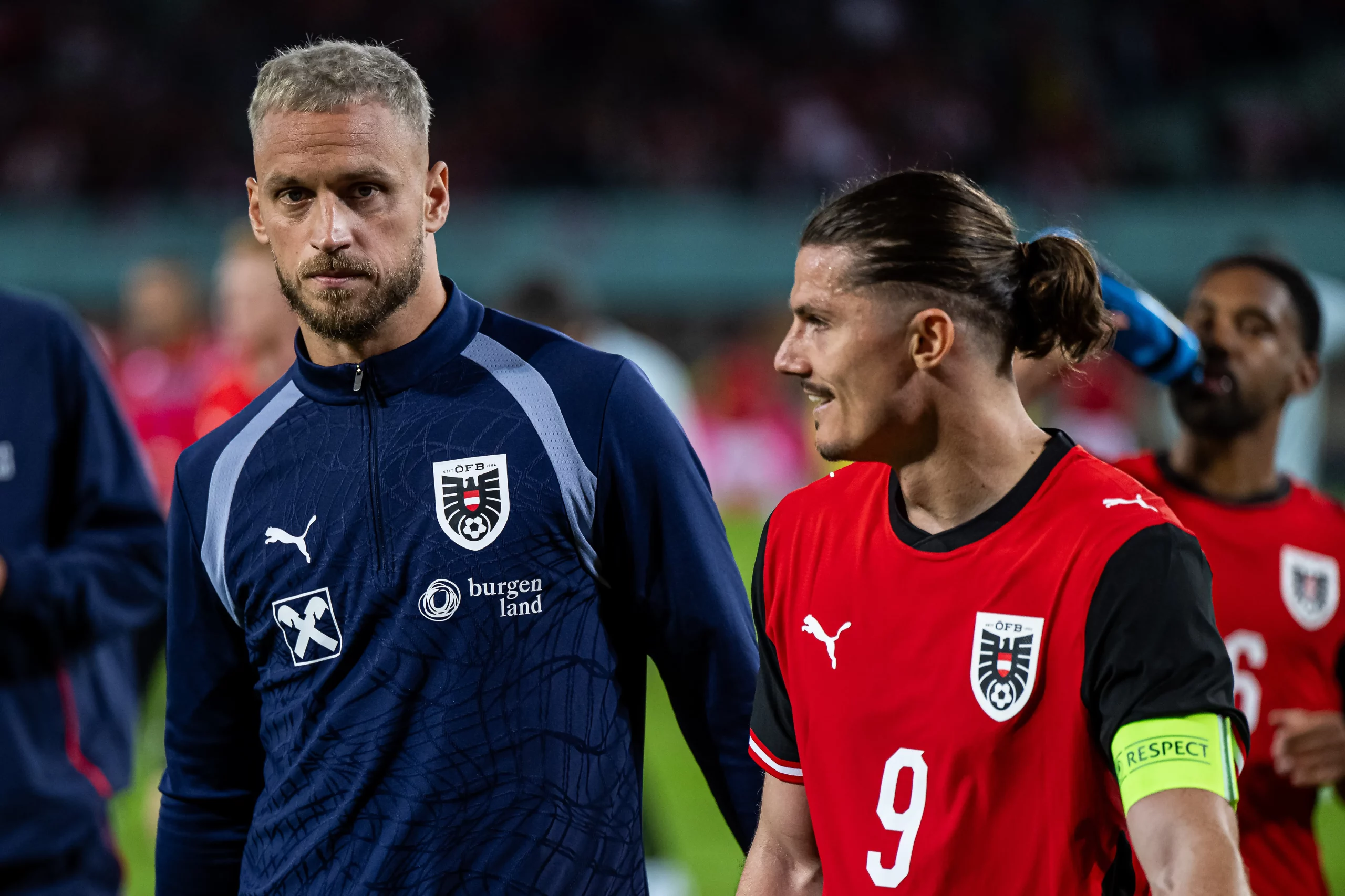 Arnautovic ao lado de Sabitzer. Photo by Christian Bruna/Getty Images