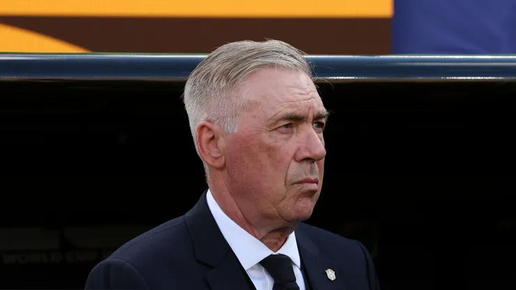 EAST RUTHERFORD, NEW JERSEY - JUNE 13: Carlo Ancelotti, Head Coach of Brazil, looks on before the FIFA World Cup 2026 Group C match between Brazil and Morocco at New York New Jersey Stadium on June 13, 2026 in East Rutherford, New Jersey. (Photo by Darrian Traynor/Getty Images)
