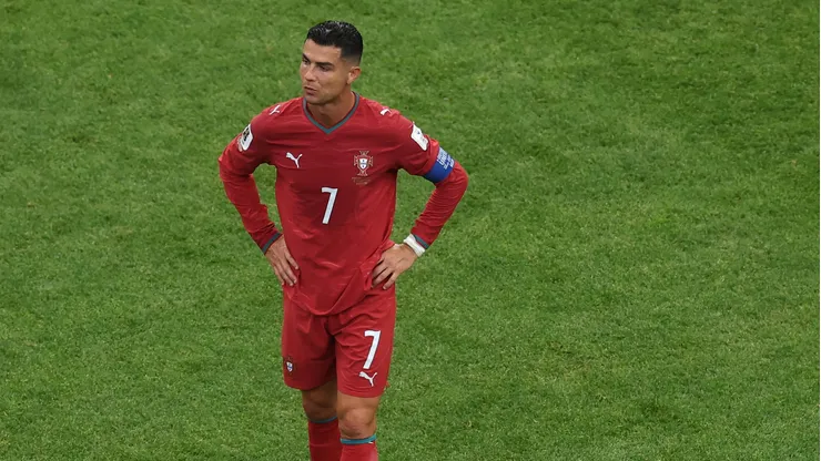 HOUSTON, TEXAS - JUNE 17: Cristiano Ronaldo #7 of Portugal reacts after the 1-1 draw during the FIFA World Cup 2026 Group K match between Portugal and Congo DR at Houston Stadium on June 17, 2026 in Houston, Texas. (Photo by Lars Baron/Getty Images)