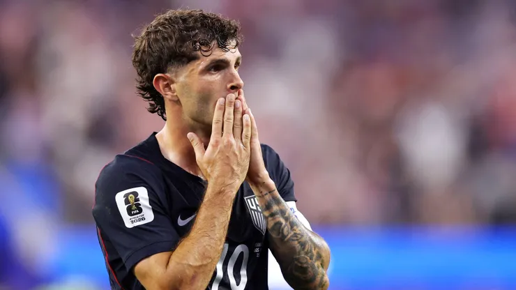 INGLEWOOD, CALIFORNIA - JUNE 25: Christian Pulisic #10 of the United States looks on during the FIFA World Cup 2026 Group D match between Türkiye and USA at Los Angeles Stadium on June 25, 2026 in Inglewood, California. (Photo by Fran Santiago/Getty Images)