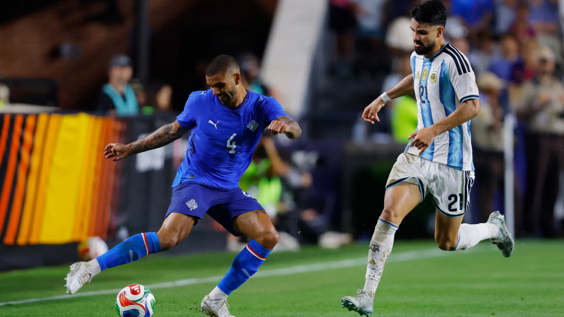 Flaco durante o amistoso entre Argentina e Islândia – Foto: Todd Kirkland/Getty Images
