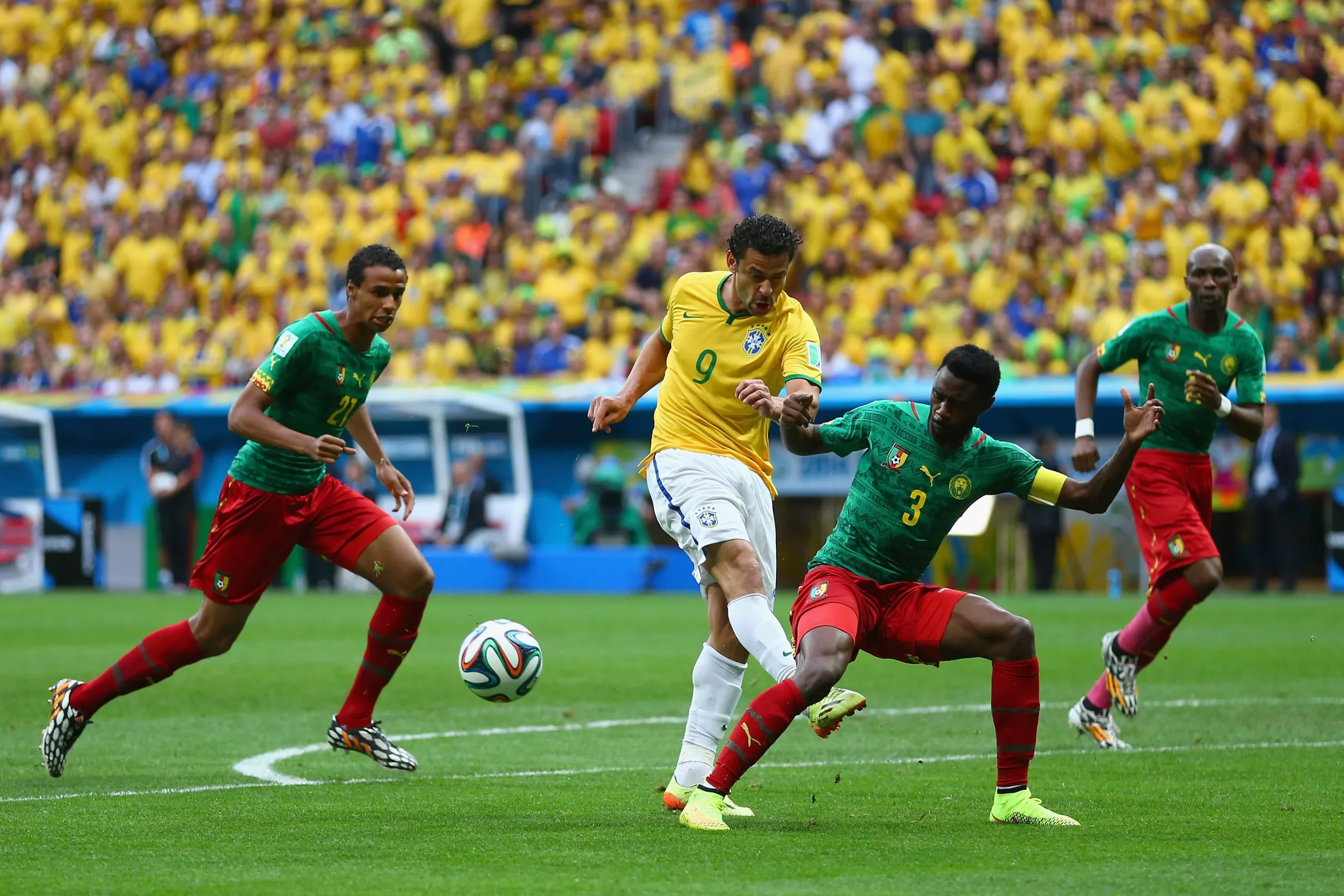 Fred durante partida pela Copa do Mundo 2014. Foto: Clive Brunskill/Getty Images