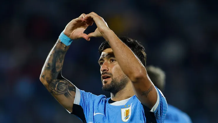 Arrascaeta durante partida contra o Peru, nas Eliminatórias