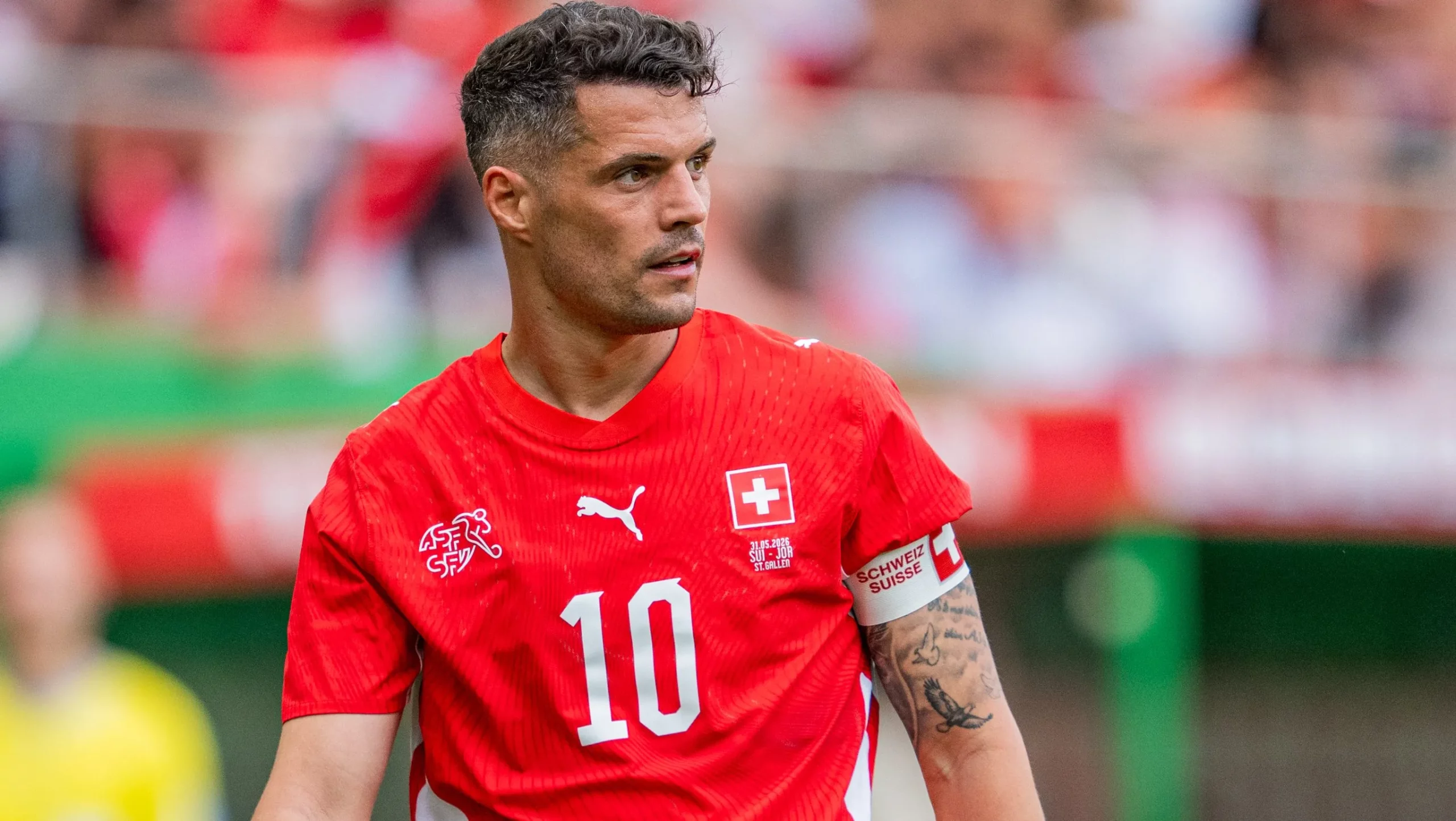 Xhaka em campo pela Suíça. (Photo by Sona Maleterova/Getty Images)