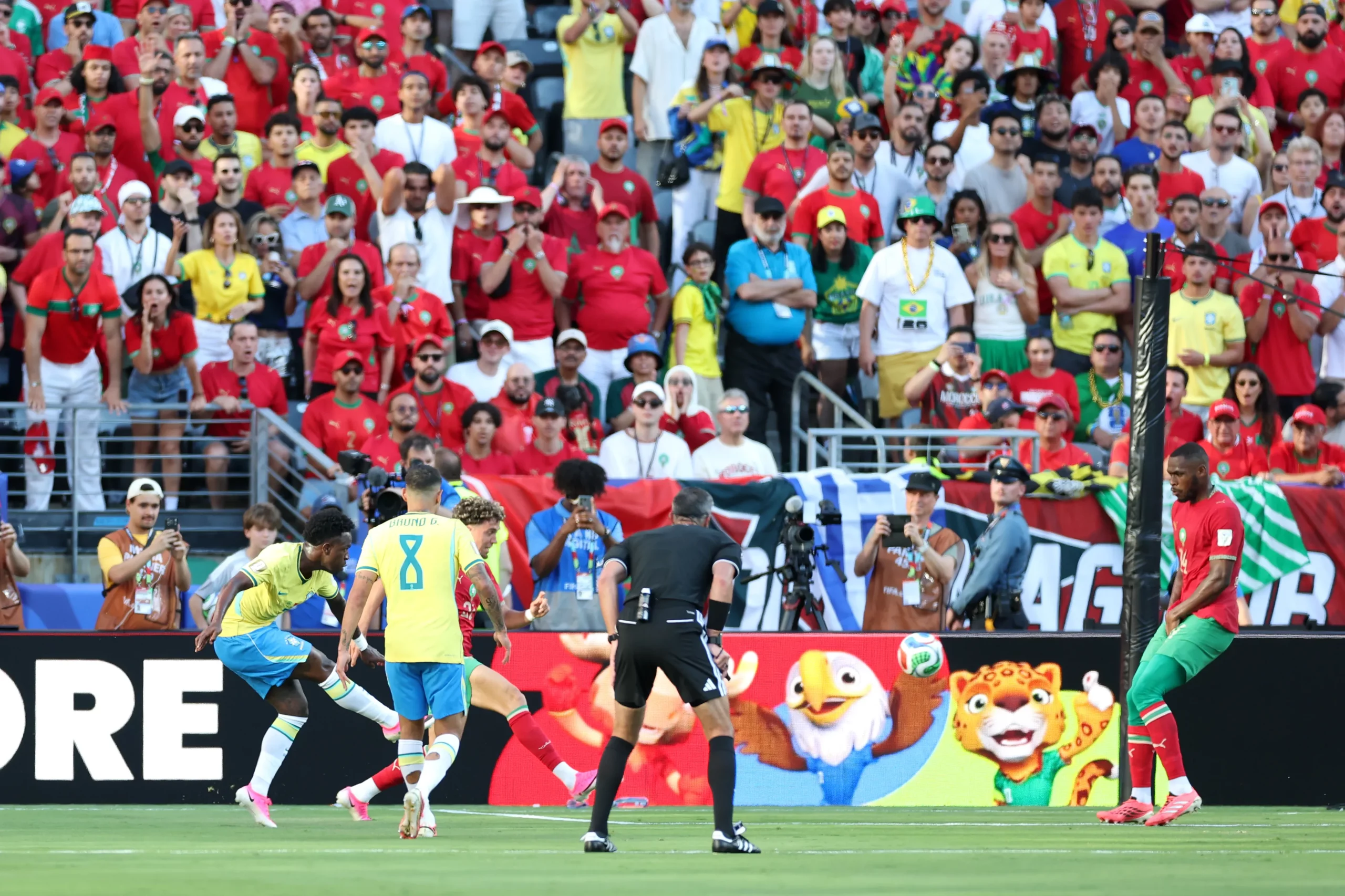 Momento do gol de Vini em Brasil x Marrocos. Foto: Dan Mullan/Getty Images