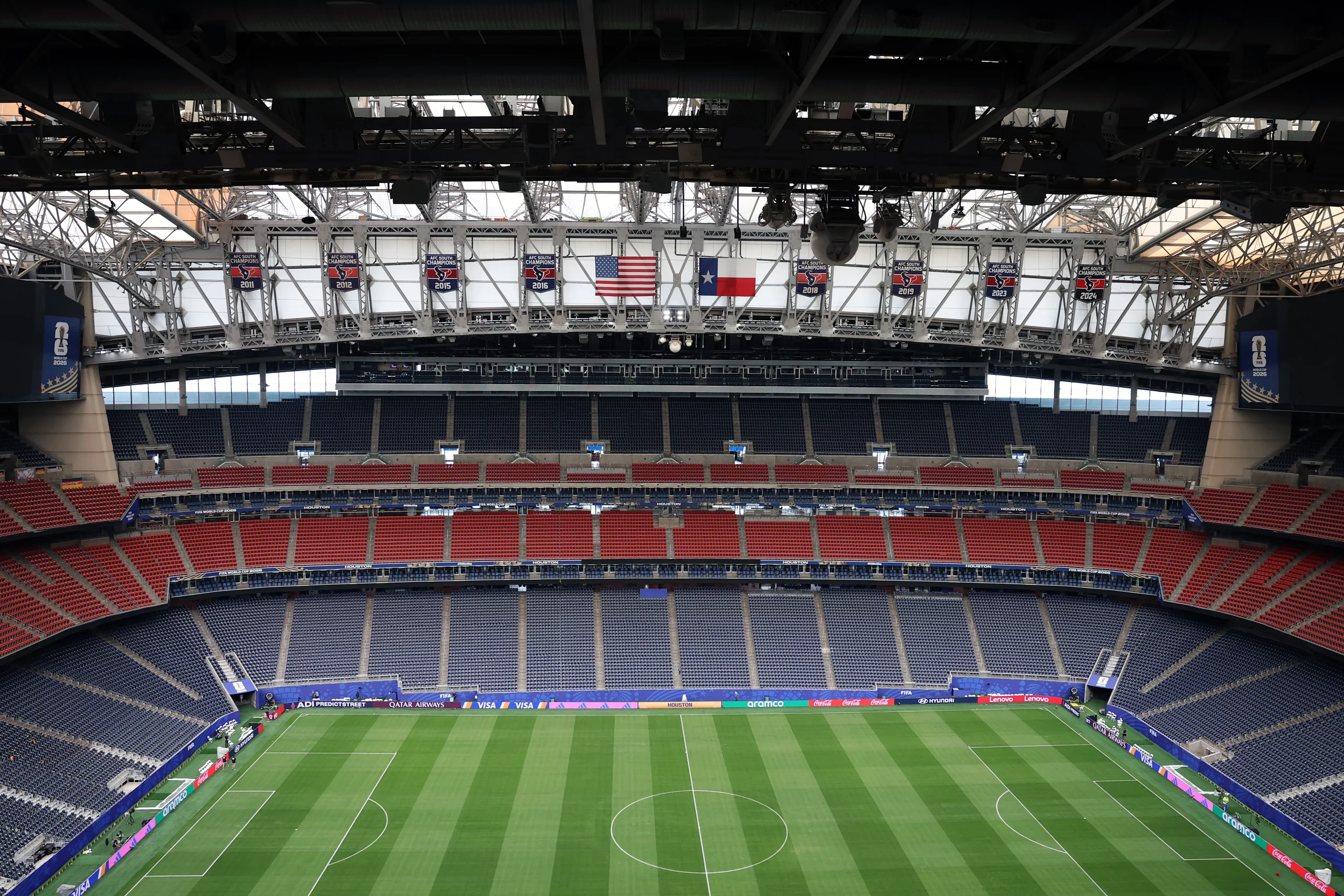 VARIOUS CITIES – JUNE 13: A general view inside the stadium one day ahead of the FIFA World Cup 2026 Group E match between Germany and Curacao at Houston Stadium on June 13, 2026 in Houston, Texas. (Photo by Molly Darlington/Getty Images)