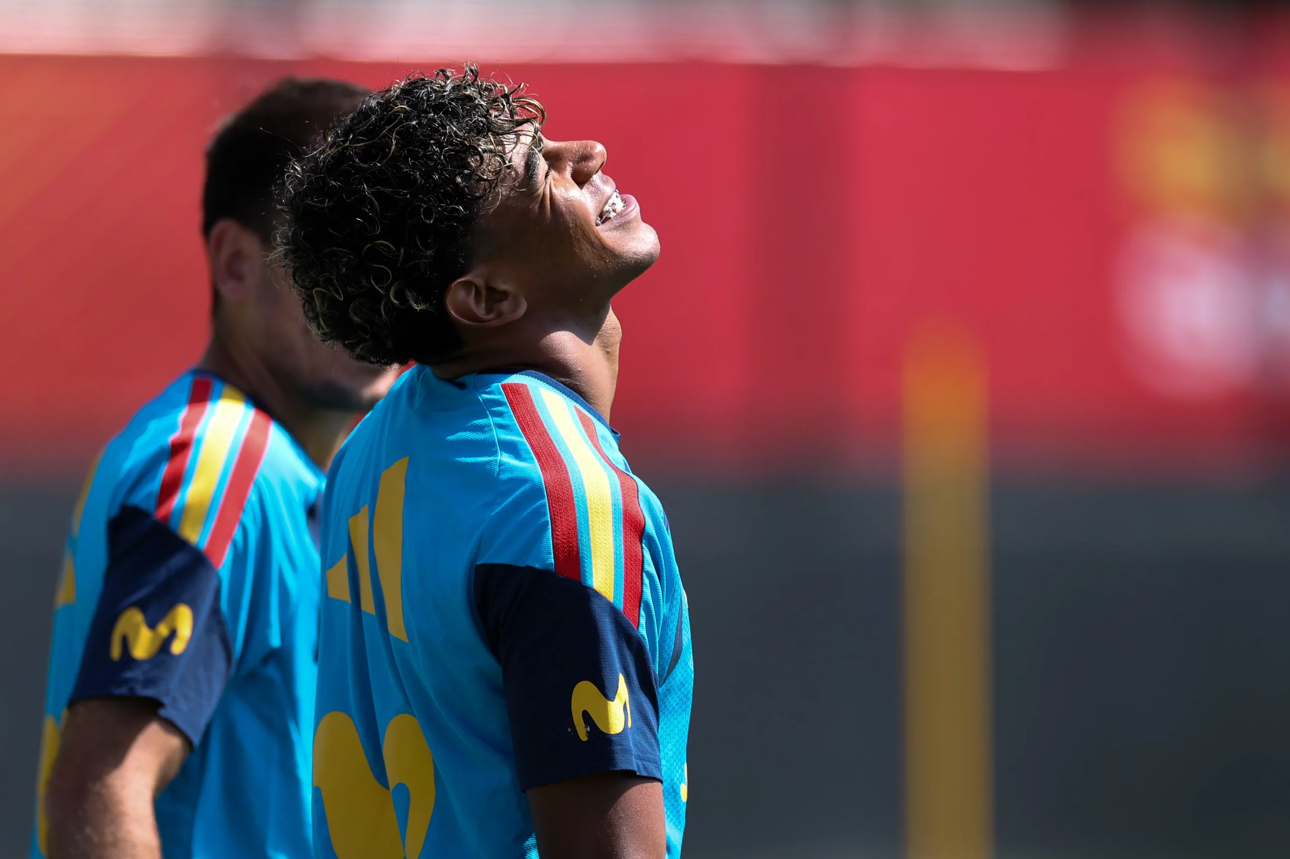 CHATTANOOGA, TENNESSEE – JUNE 19: Lamine Yamal #19 of Spain reacts prior to the training at Baylor School on June 19, 2026 in Chattanooga, Tennessee. (Photo by Florencia Tan Jun/Getty Images)