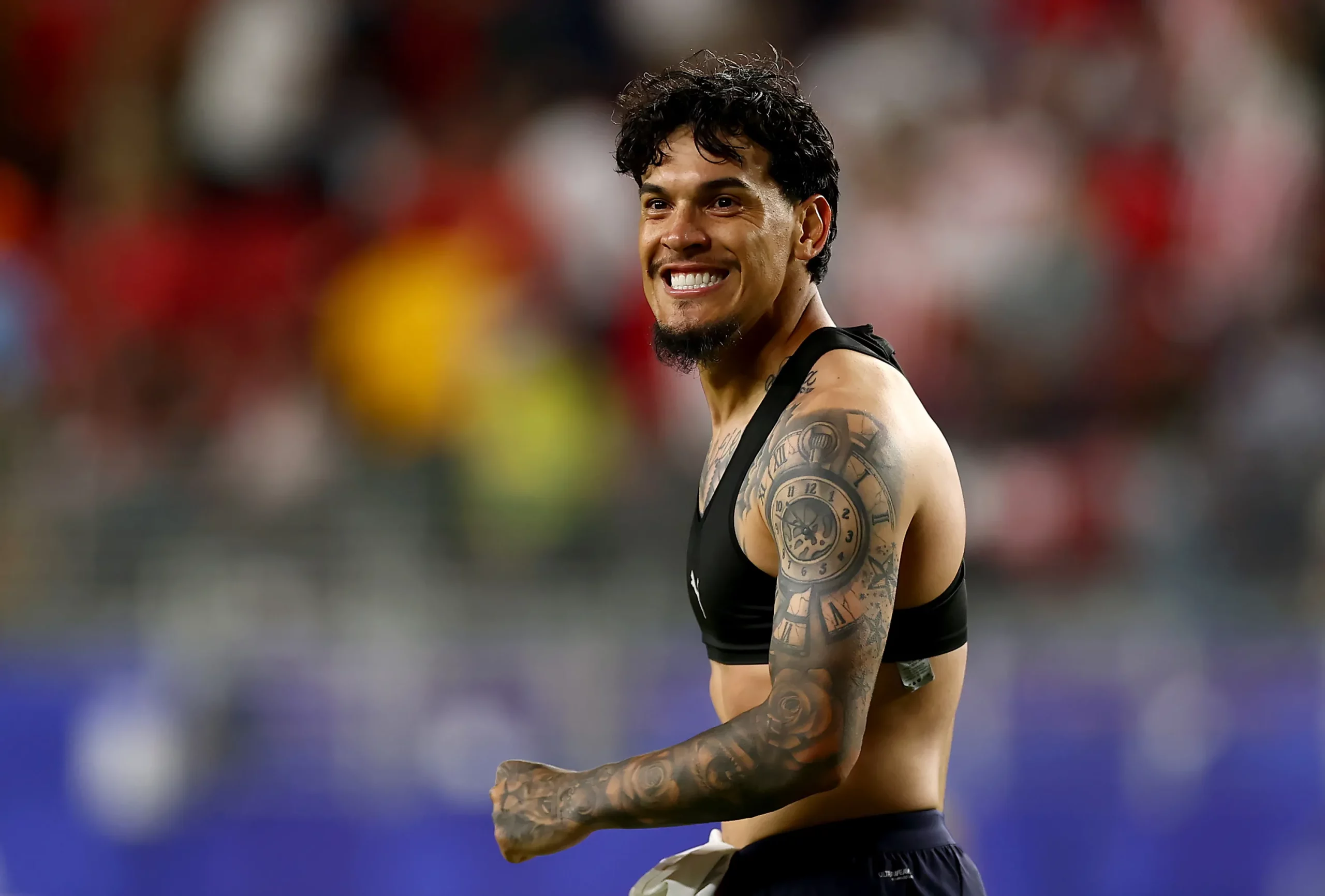 SANTA CLARA, CALIFORNIA – JUNE 19: Gustavo Gomez #15 of Paraguay celebrates after the 1-0 win during the FIFA World Cup 2026 Group D match between Türkiye and Paraguay at San Francisco Bay Area Stadium on June 19, 2026 in Santa Clara, California. (Photo by Dean Mouhtaropoulos/Getty Images)