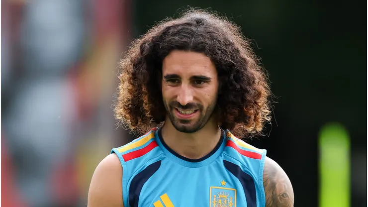 CHATTANOOGA, TENNESSEE - JUNE 22: Marc Cucurella #24 of Spain reacts during the training at Baylor School on June 22, 2026 in Chattanooga, Tennessee. (Photo by Florencia Tan Jun/Getty Images)