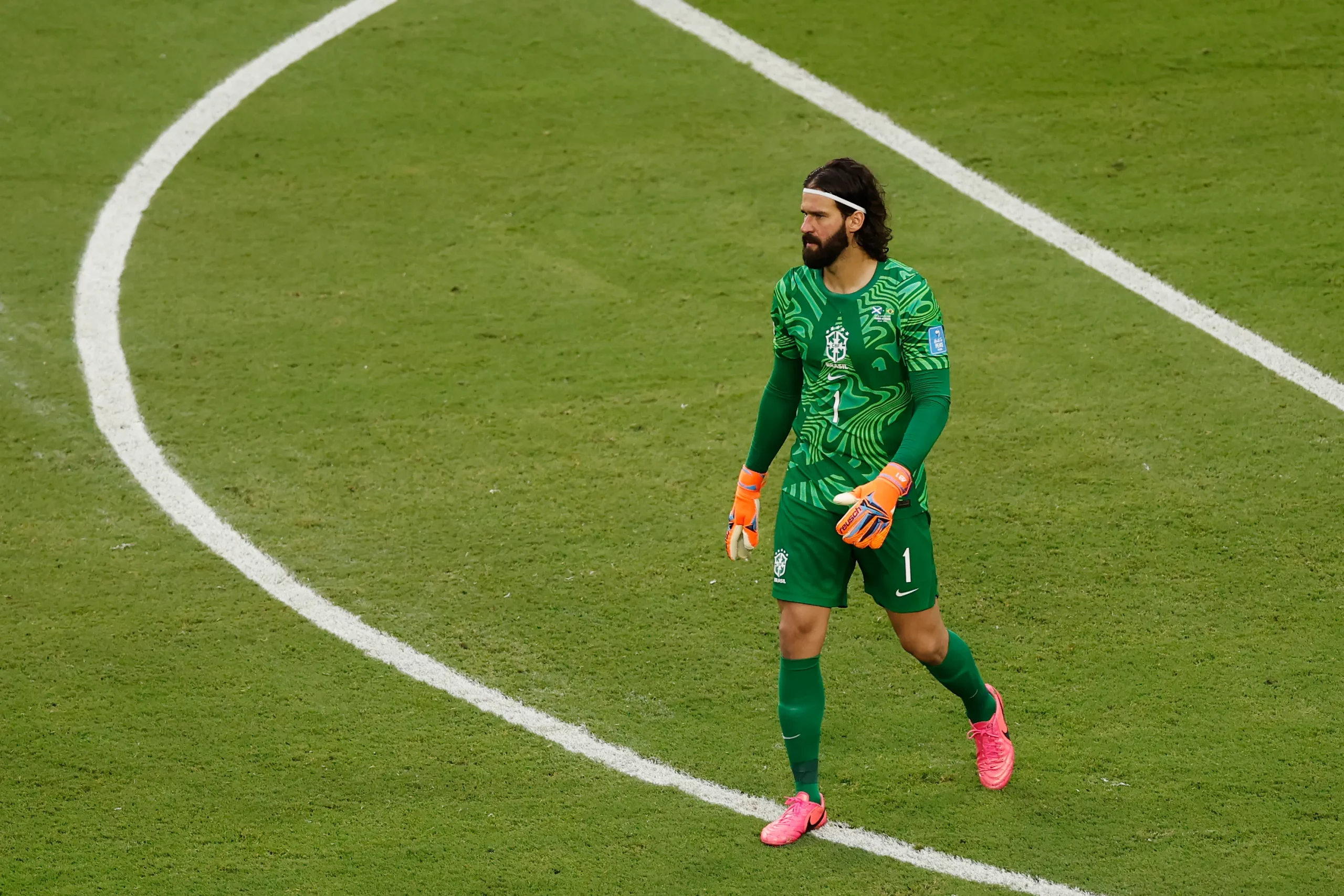 MIAMI GARDENS, FLORIDA – JUNE 24: Alisson #1 of Brazil looks on during the FIFA World Cup 2026 Group C match between Scotland and Brazil at Miami Stadium on June 24, 2026 in Miami Gardens, Florida. (Photo by Michael Reaves/Getty Images)