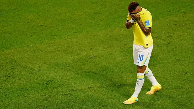 MIAMI GARDENS, FLORIDA - JUNE 24: Neymar Jr #10 of Brazil reacts after the 3-0 win during the FIFA World Cup 2026 Group C match between Scotland and Brazil at Miami Stadium on June 24, 2026 in Miami Gardens, Florida. (Photo by Michael Reaves/Getty Images)
