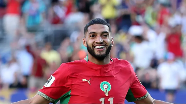 Saibari comemorando gol mais rápido da Copa.