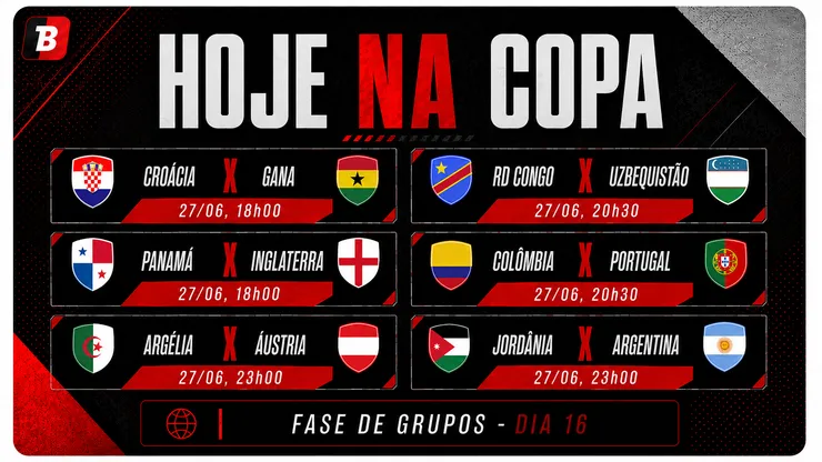 Jogos deste sábado pela Copa do Mundo