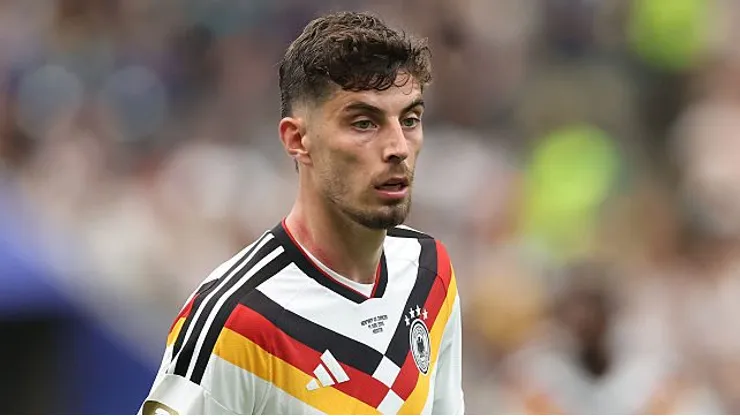 HOUSTON, TEXAS - JUNE 14: Kai Havertz of Germany looks on during the FIFA World Cup 2026 Group E match between Germany and Curacao at Houston Stadium on June 14, 2026 in Houston, Texas. (Photo by Alexander Hassenstein/Getty Images)