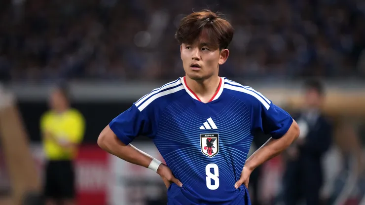 TOKYO, JAPAN - MAY 31: Takefusa Kubo of Japan looks on during the international friendly match between Japan and Iceland at MUFG Stadium on May 31, 2026 in Tokyo, Japan. (Photo by Koji Watanabe/Getty Images)