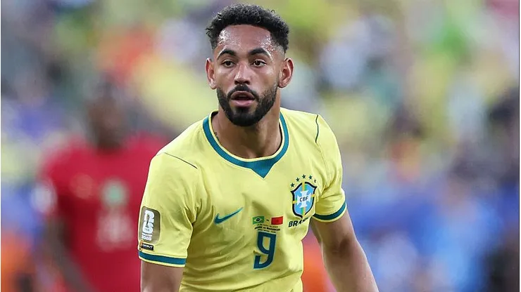 Matheus Cunha, camisa 9 do Brasil, observa durante a partida do Grupo C da Copa do Mundo 2026 entre Brasil e Marrocos. (Photo by Kevin C. Cox/Getty Images)