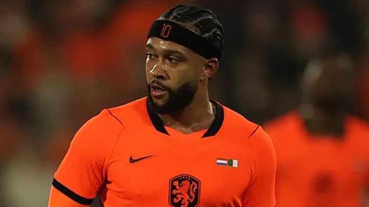 ROTTERDAM, NETHERLANDS - JUNE 03: Memphis Depay of Netherlands in action during the international friendly match between Netherlands and Algeria at De Kuip on June 03, 2026 in Rotterdam, Netherlands. (Photo by Dean Mouhtaropoulos/Getty Images)